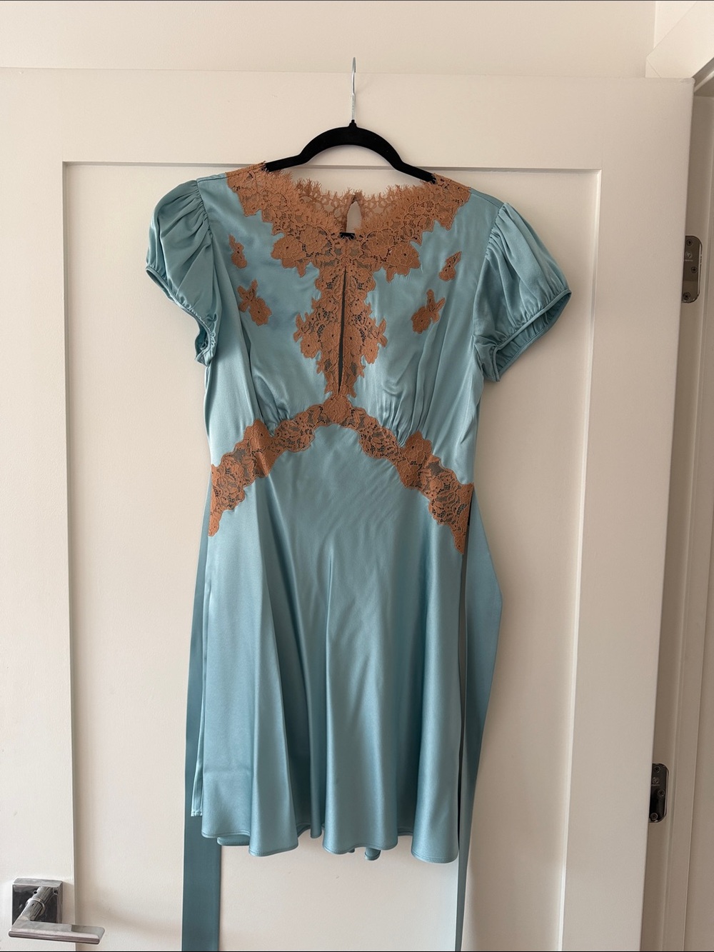 Doen Junia lace-trimmed silk-satin mini dress